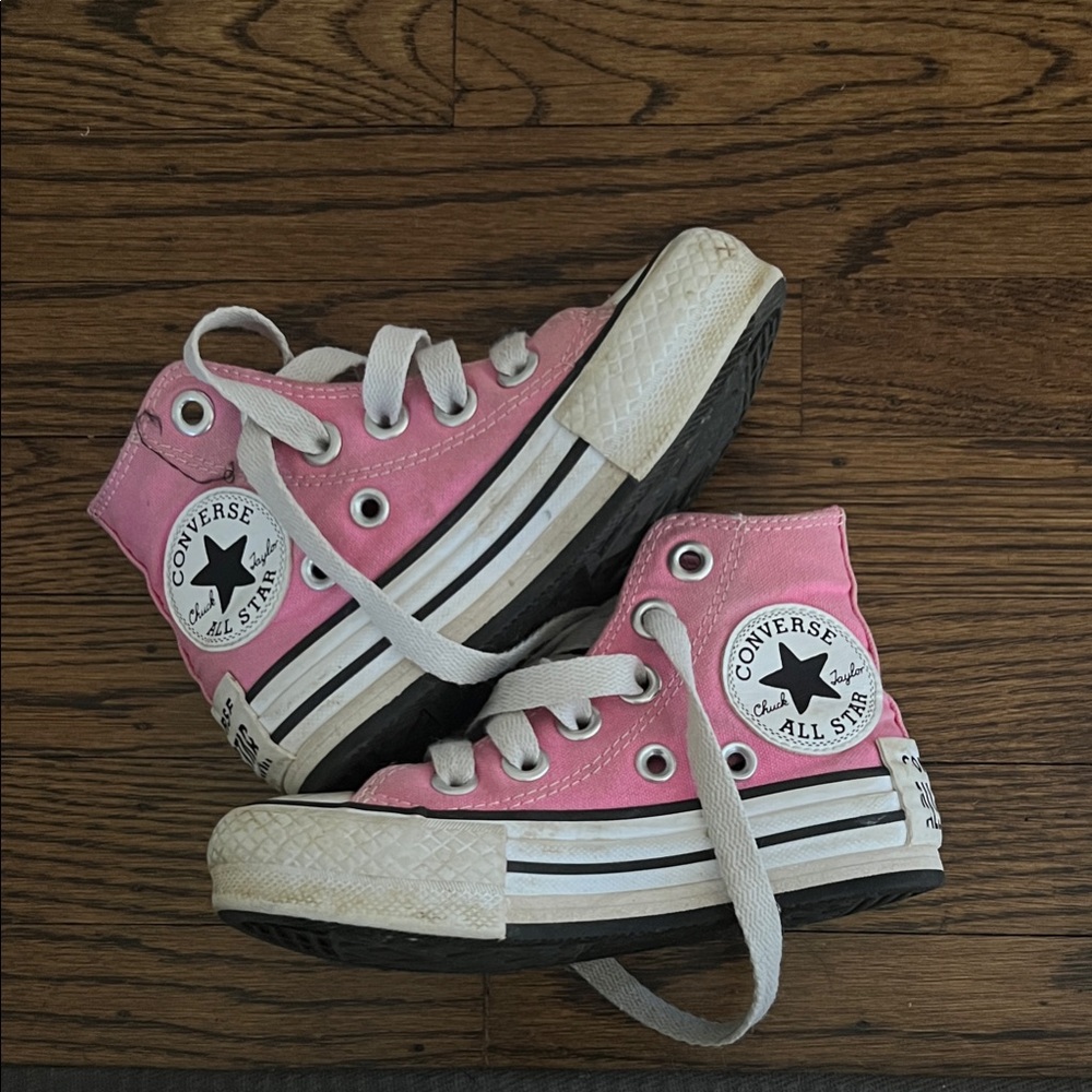 Kids Pink Canvas High-Top Sneakers